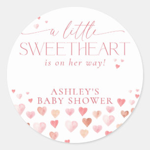 Sticker Rond Un Petit Amoureux, Baby shower Rose Girl
