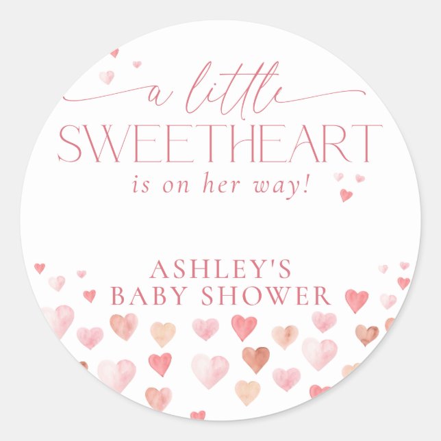 Sticker Rond Un Petit Amoureux, Baby shower Rose Girl (Devant)