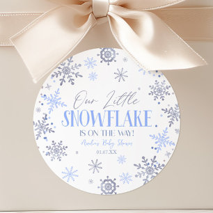 Sticker Rond Un petit Baby shower bleu hivernal