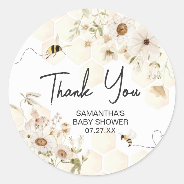 Sticker Rond Un petit Baby shower d'abeilles au miel (Devant)