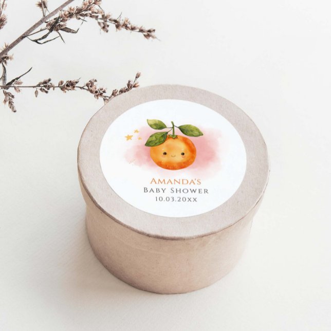 Sticker Rond Un petit Baby shower de clémentine orange Cutie (Créateur téléchargé)