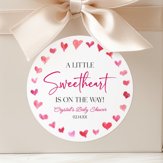 Sticker Rond Un petit Baby shower de Coeurs Roses Rouges (Créateur téléchargé)
