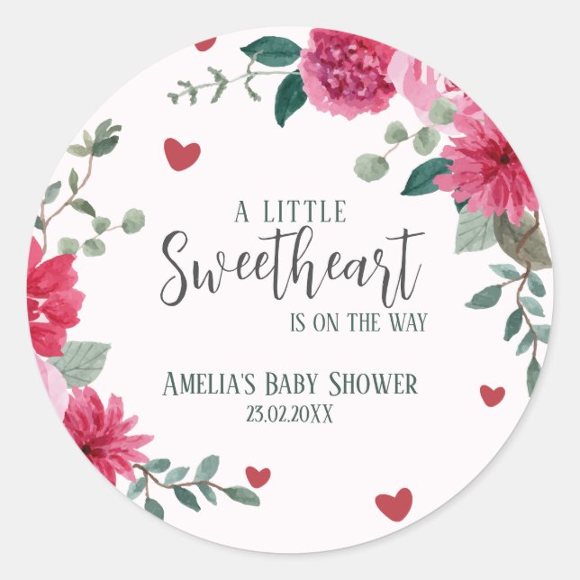 Sticker Rond Un petit baby shower de coeurs valentin amoureux (Devant)