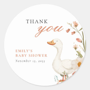Sticker Rond Un petit Baby shower de fille d'oie idiot