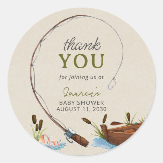 Sticker Rond Un petit Baby shower de Merci pêcheur