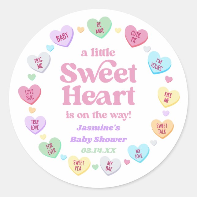 Sticker Rond Un petit Baby shower de Saint Valentin (Devant)