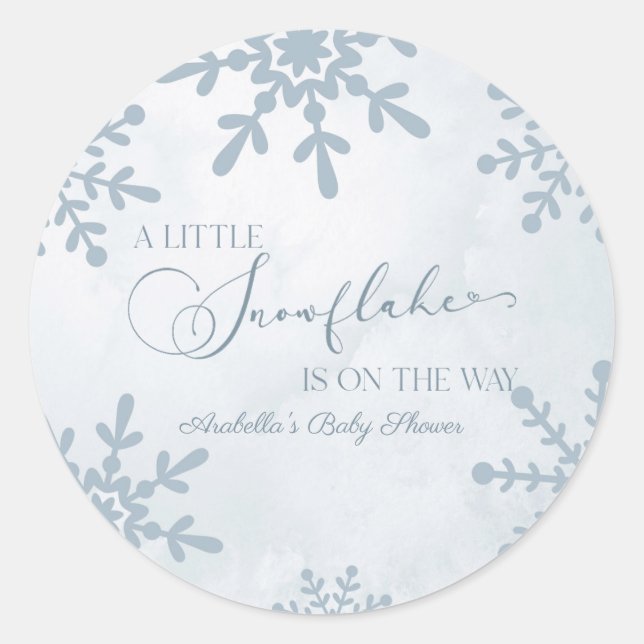 Sticker Rond Un petit Baby shower de Wonderland Winter Flocon d (Devant)