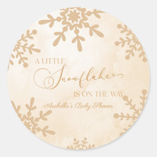 Sticker Rond Un petit Baby shower de Wonderland Winter Flocon d