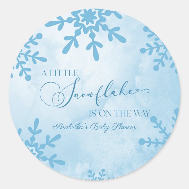 Sticker Rond Un petit Baby shower de Wonderland Winter Flocon d (Devant)