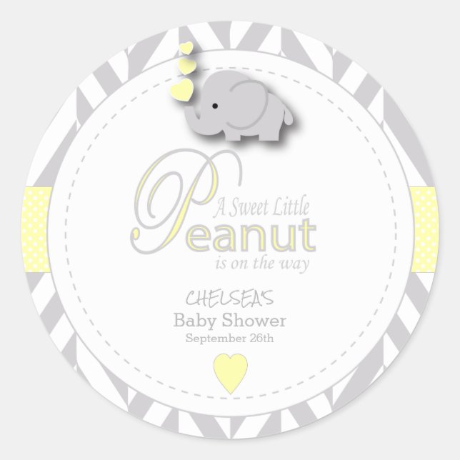 Sticker Rond Un petit Baby shower d'éléphant d'arachide (Devant)