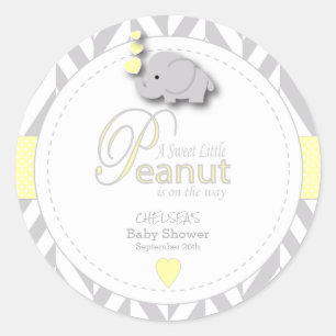 Sticker Rond Un petit Baby shower d'éléphant d'arachide