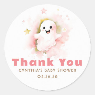 Sticker Rond Un Petit Baby shower D'Halloween Ghost