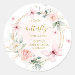 Sticker Rond Un petit baby shower papillon