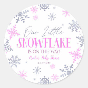 Sticker Rond Un petit Baby shower rose hivernal