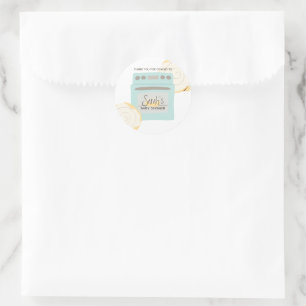Sticker Rond Un petit biberon dans la douche bébé au four