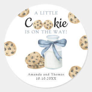 Sticker Rond Un petit biscuit est en route Baby shower