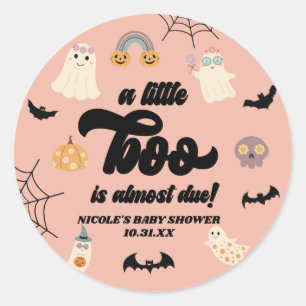 Sticker Rond Un Petit Boo Est Presque Attendu ! Baby shower d'H