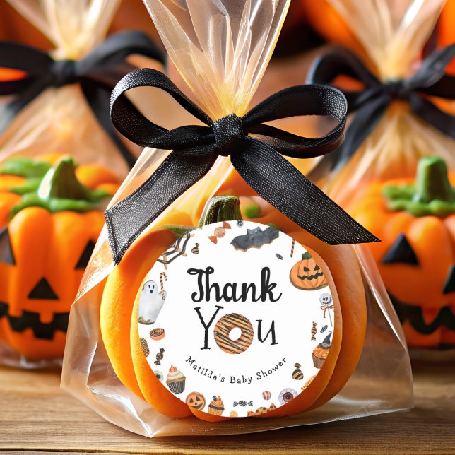 Sticker Rond Un petit Boo Halloween Baby shower Merci (Créateur téléchargé)