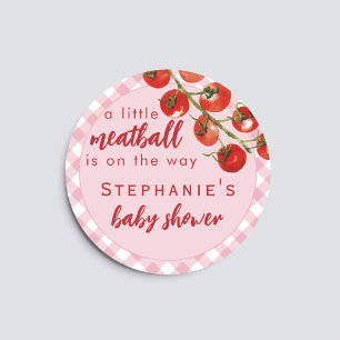 Sticker Rond Un Petit Boulet De Viande Arrive Fête Prénatale Ro