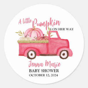 Sticker Rond Un Petit Camion Russe Rose Citrouille