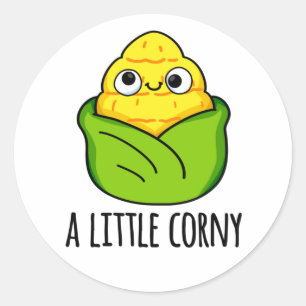 Sticker Rond Un Petit Coin Marron Drôle Bébé Pun De Maïs