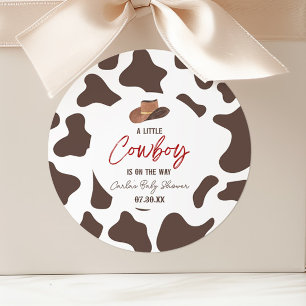 Sticker Rond Un petit cow-boy rodéo rodéo Baby shower occidenta
