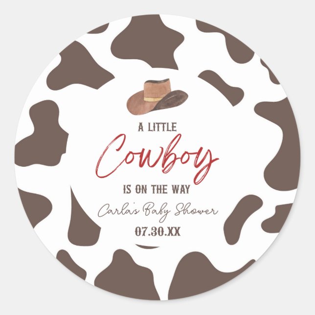 Sticker Rond Un petit cow-boy rodéo rodéo Baby shower occidenta (Devant)