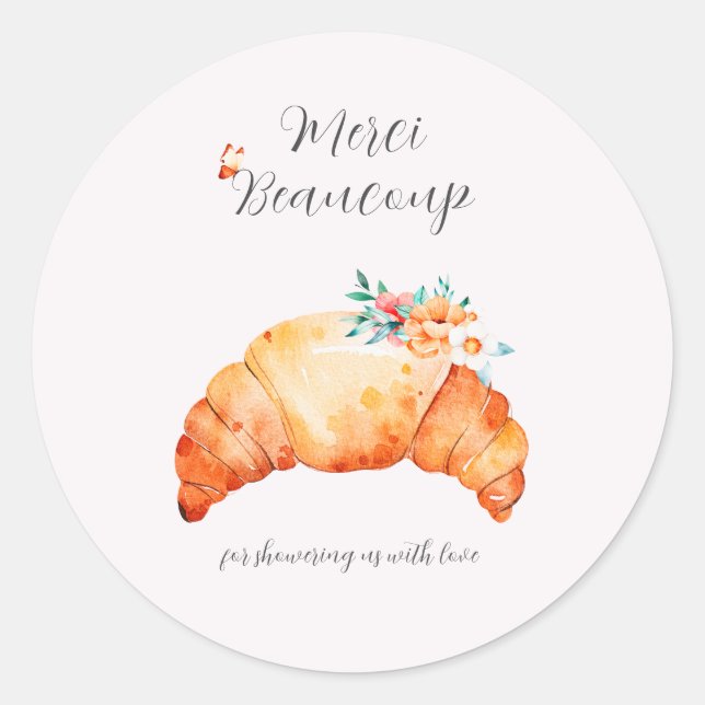 Sticker Rond Un Petit Croissant Est Sur Le Chemin Baby shower M (Devant)