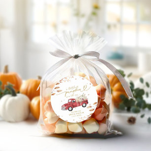 Sticker Rond Un petit favori de camion vintage automne rouge ci
