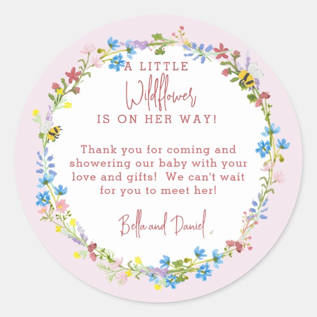 Sticker Rond Un Petit Fleur sauvage Est En Chemin Merci (Devant)