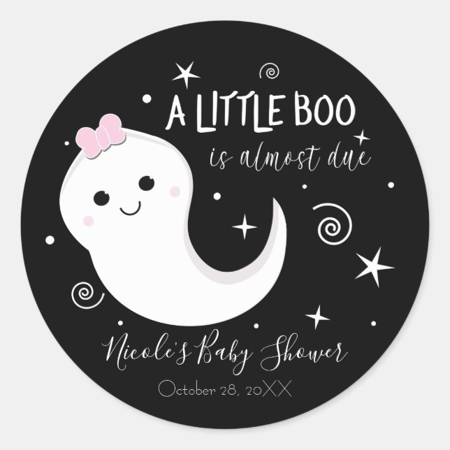 Sticker Rond Un petit garçon fantôme Baby shower d'Halloween (Devant)
