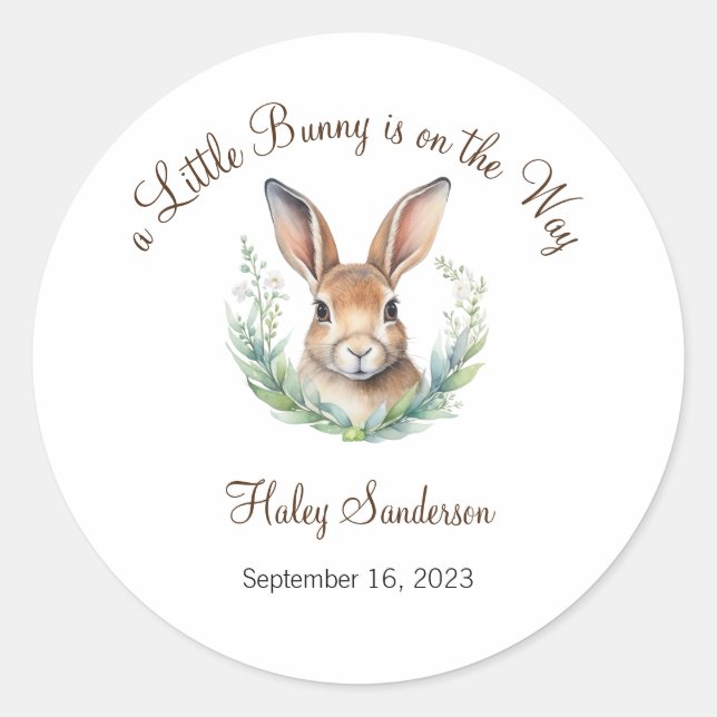 Sticker Rond Un petit lapin est sur le chemin Étiquette, bébé (Devant)