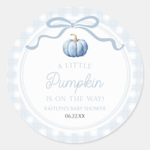 Sticker Rond Un petit nœud papillon bleu citrouille automne Bab