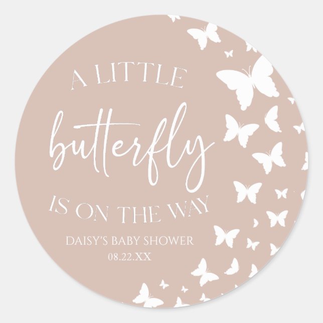 Sticker Rond Un Petit Papillon Se Trouve Sur Le Chemin Du Baby  (Devant)