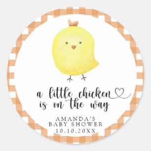 Sticker Rond Un petit poulet est en route - Baby shower