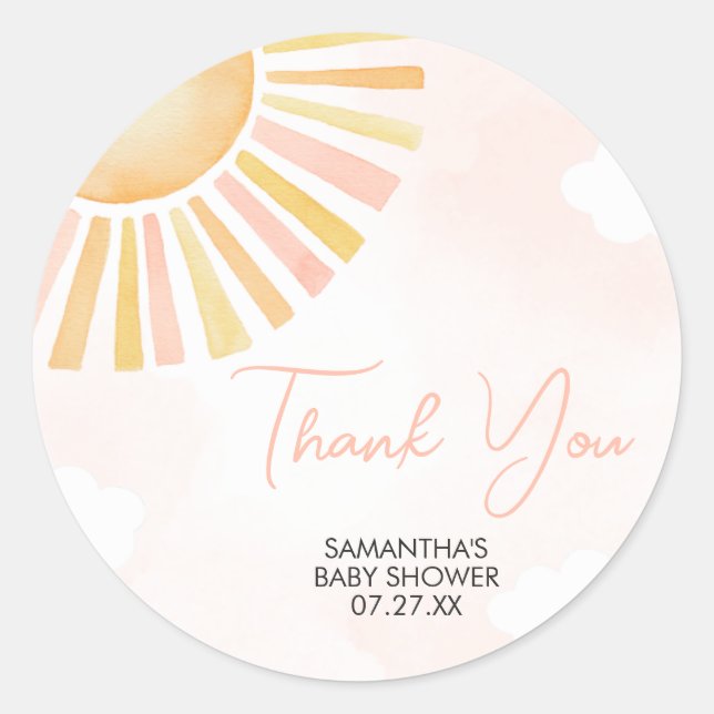Sticker Rond Un petit rayon de soleil Baby shower (Devant)
