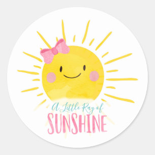 Sticker Rond Un Petit Rayon Sunshine Pink Bow Sun Topper Favori