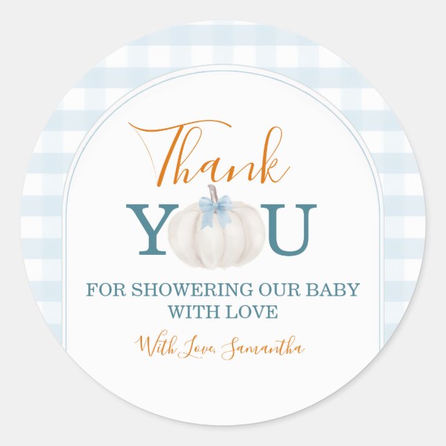 Sticker Rond Un petit remerciement de Baby Shower pour un camio (Devant)