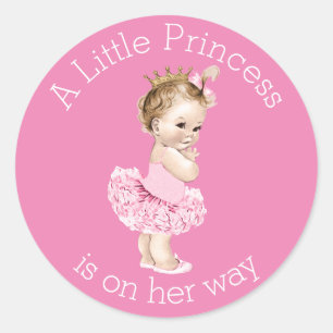 Sticker Rond Un petit rose de baby shower de princesse