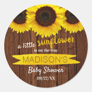 Sticker Rond Un Petit Tournesol Est En Route ! Baby shower