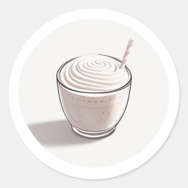 Sticker Rond Un petit verre de lait de vanille (Devant)