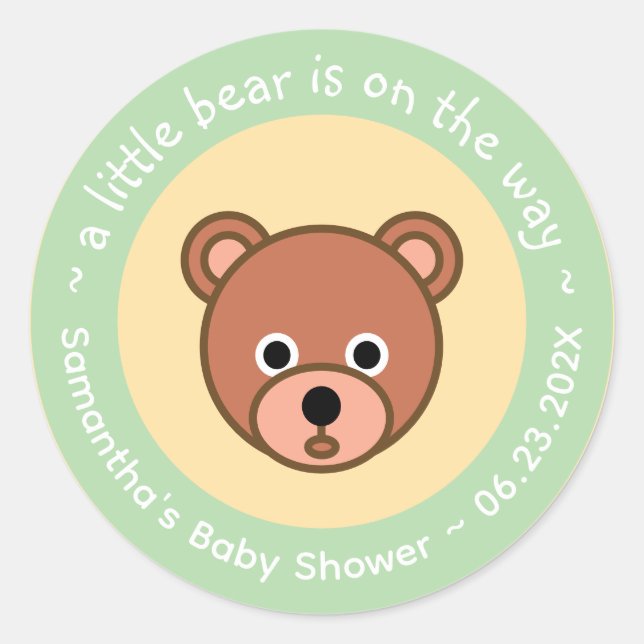 Sticker Rond Un Peu D'Ours Est En Chemin De Mignons Baby shower (Devant)