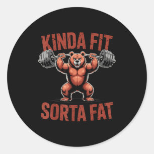 Sticker Rond Un peu en forme, plutôt gros, drôle, gym, bouledog