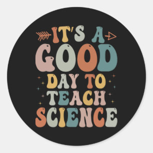 Sticker Rond Un Professeur De Sciences Donne Un Bon Jour À L'En