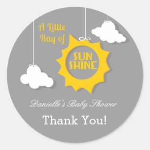 Sticker Rond Un rayon d'autocollant de baby shower de soleil