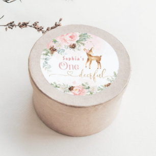 Sticker Rond Un rose pâle féérique pour le 1er anniversaire d'u