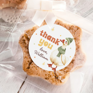 Sticker Rond Un sot oie Noël Vert 1er anniversaire