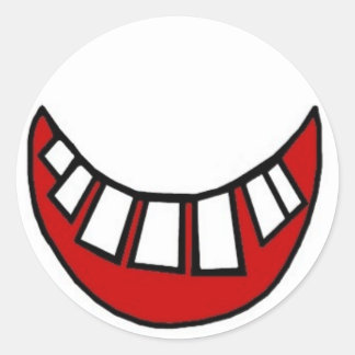 Sticker Rond Un sourire aux dents en rouge avec contour