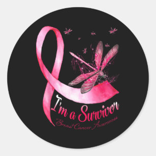 Sticker Rond Un survivant Dragonfly Sensibilisation au cancer d