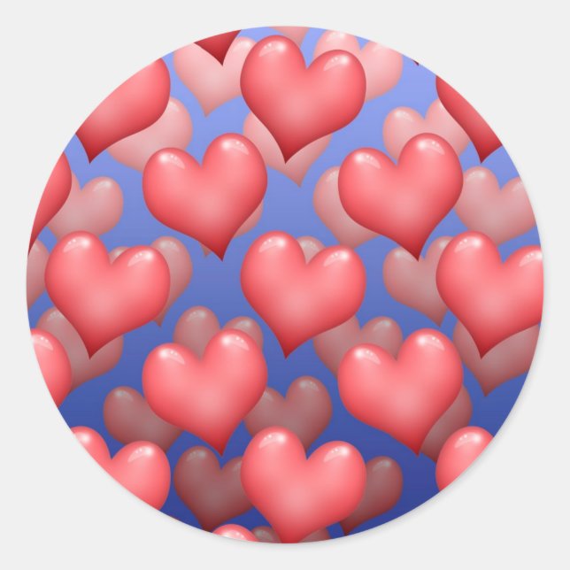 Sticker Rond Un tas de coeurs (Devant)